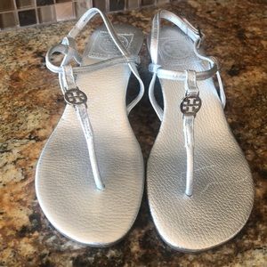 Tory Burch Silver Metallic Strappy Sandal